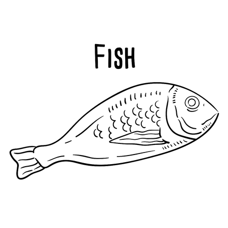 Hand drawn illustration of Fish.のイラスト素材