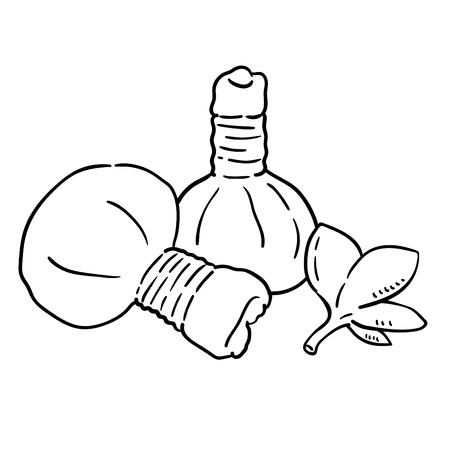 Hand drawn illustration of Herbal Compress Ball.のイラスト素材
