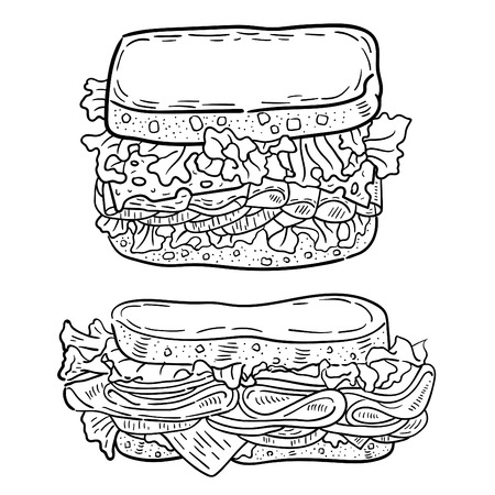 Hand drawn illustration of Sandwich.のイラスト素材