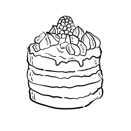 Hand drawn illustration of Cake.のイラスト素材