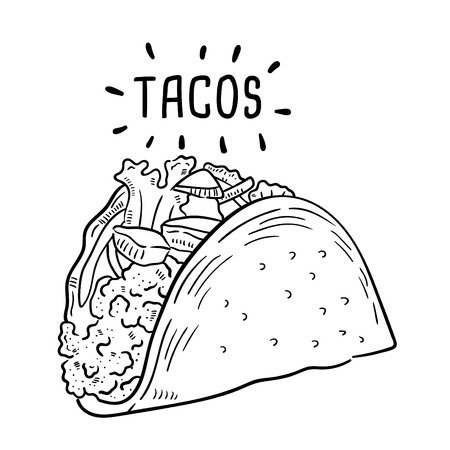 Hand drawn illustration of Tacos.のイラスト素材
