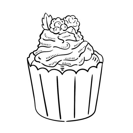 Hand drawn illustration of Cupcake.のイラスト素材