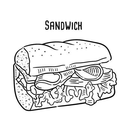 Hand drawn illustration of Sandwich.のイラスト素材