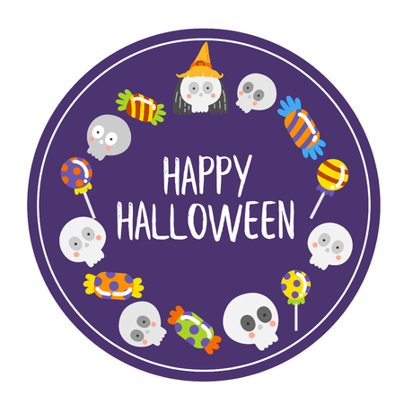 Cute cartoon Happy Halloween vector.のイラスト素材