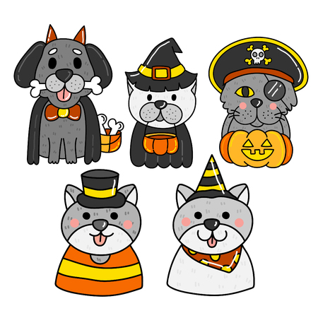 Cute cartoon Happy Halloween vector.のイラスト素材