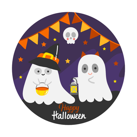 Cute cartoon Happy Halloween vector.のイラスト素材