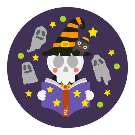 Cute cartoon Happy Halloween vector.のイラスト素材