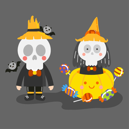 Cute cartoon Happy Halloween vector.のイラスト素材