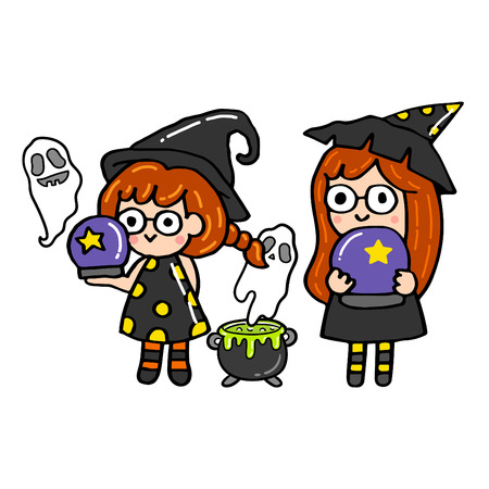 Cute cartoon Happy Halloween vector.のイラスト素材