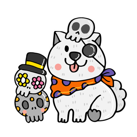 Cute cartoon Happy Halloween vector.のイラスト素材
