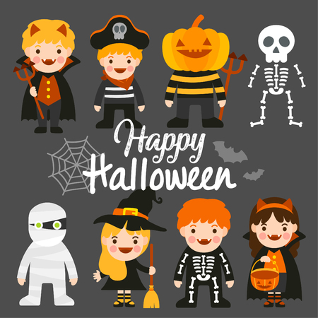 Cute cartoon Happy Halloween vector.のイラスト素材