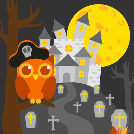Cute cartoon Happy Halloween vector.のイラスト素材