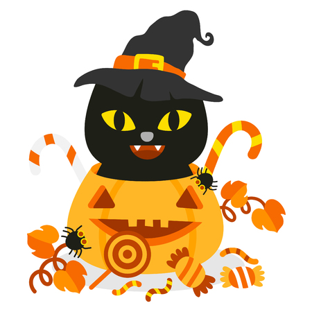 Cute cartoon Happy Halloween vector.のイラスト素材