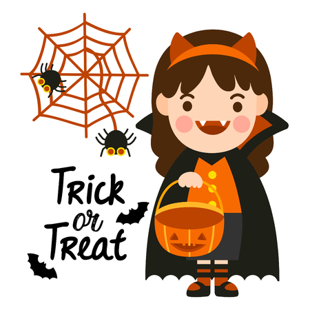 Cute cartoon Happy Halloween vector.のイラスト素材