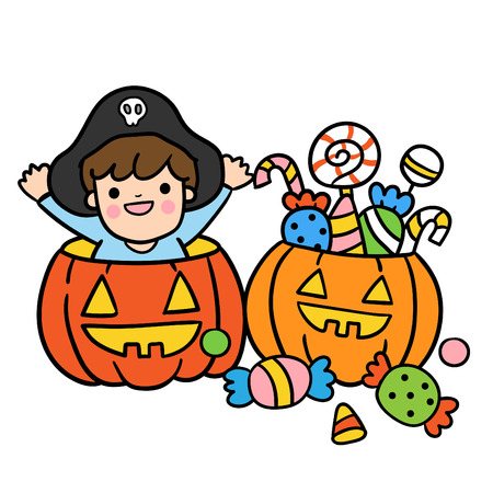 Cute cartoon Happy Halloween vector.のイラスト素材