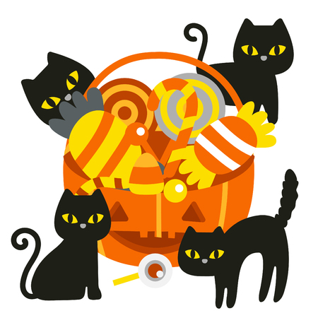Cute cartoon Happy Halloween vector.のイラスト素材