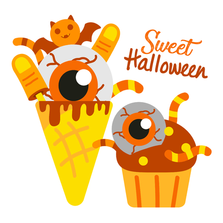Cute cartoon Happy Halloween vector.のイラスト素材