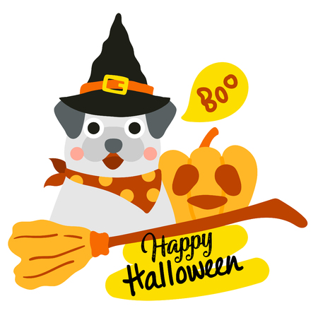 Cute cartoon Happy Halloween vector.のイラスト素材
