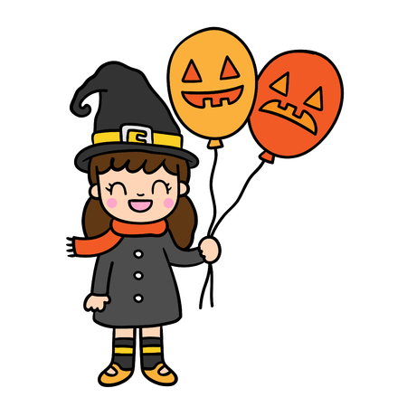 Cute cartoon Happy Halloween vector.のイラスト素材