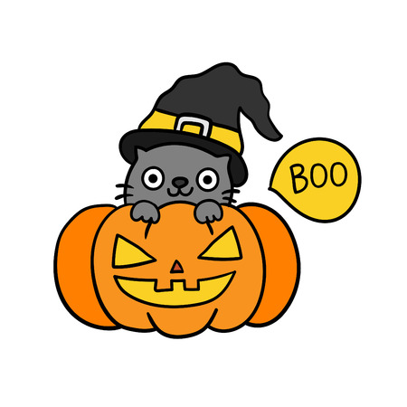 Cute cartoon Happy Halloween vector.のイラスト素材