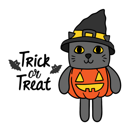 Cute cartoon Happy Halloween vector.のイラスト素材