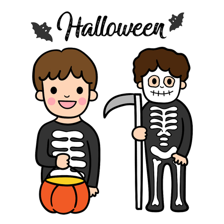 Cute cartoon Happy Halloween vector.のイラスト素材