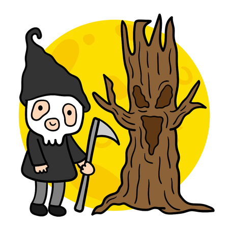 Cute cartoon Happy Halloween vector.のイラスト素材