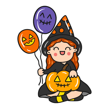 Cute cartoon Happy Halloween vector.のイラスト素材
