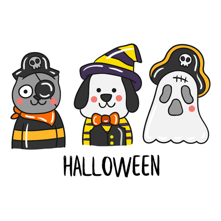 Cute cartoon Happy Halloween vector.のイラスト素材