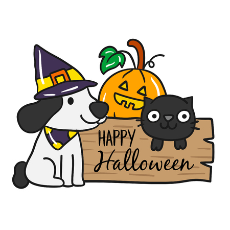 Cute cartoon Happy Halloween vector.のイラスト素材