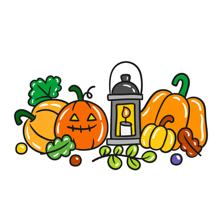 Cute cartoon Happy Halloween vector.のイラスト素材