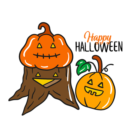 Cute cartoon Happy Halloween vector.のイラスト素材