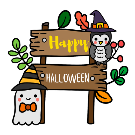 Cute cartoon Happy Halloween vector.のイラスト素材