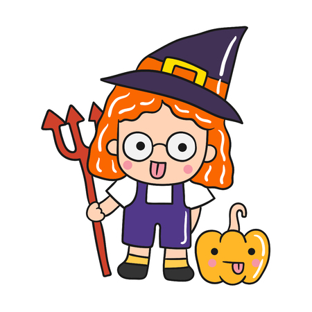 Cute cartoon Happy Halloween vector.のイラスト素材
