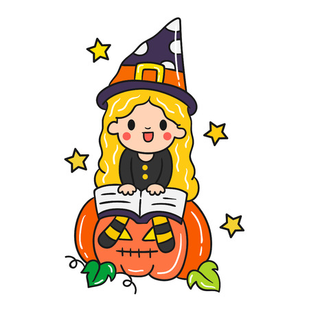 Cute cartoon Happy Halloween vector.のイラスト素材