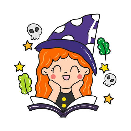 Cute cartoon Happy Halloween vector.のイラスト素材