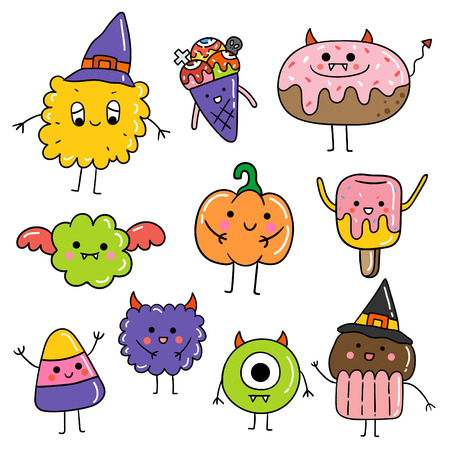 Cute cartoon Happy Halloween vector.のイラスト素材
