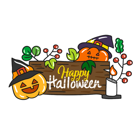 Cute cartoon Happy Halloween vector.のイラスト素材