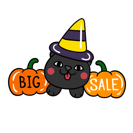 Cute cartoon Happy Halloween vector.のイラスト素材