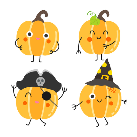 Cute cartoon Happy Halloween vector.のイラスト素材