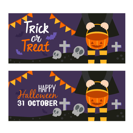 Cute cartoon Happy Halloween vector.のイラスト素材