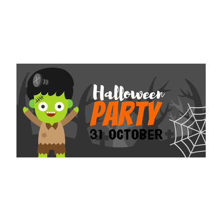 Cute cartoon Happy Halloween vector.のイラスト素材