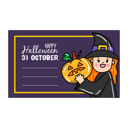 Cute cartoon Happy Halloween vector.のイラスト素材