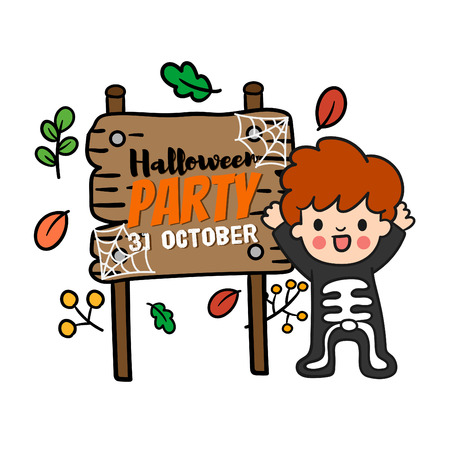 Cute cartoon Happy Halloween vector.のイラスト素材