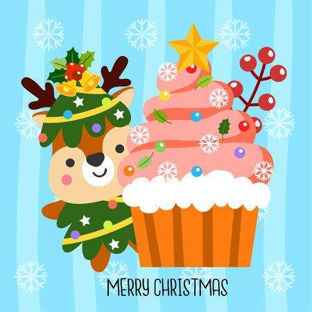 Christmas cupcake Vector.のイラスト素材