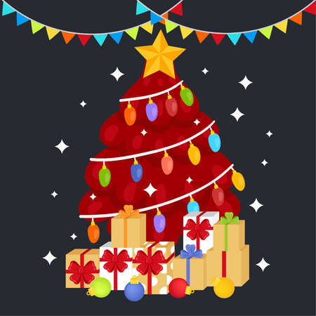 Cute Cartoon Christmas tree Concept.のイラスト素材
