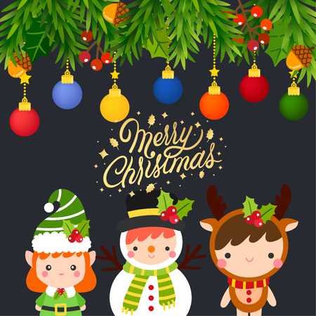 Cute Cartoon Christmas Concept.のイラスト素材