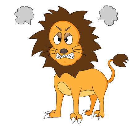 Angry Cute Cartoon Lionのイラスト素材