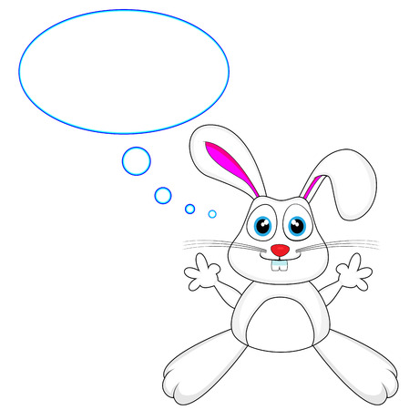 cute white bunny rabbit with thought bubble のイラスト素材