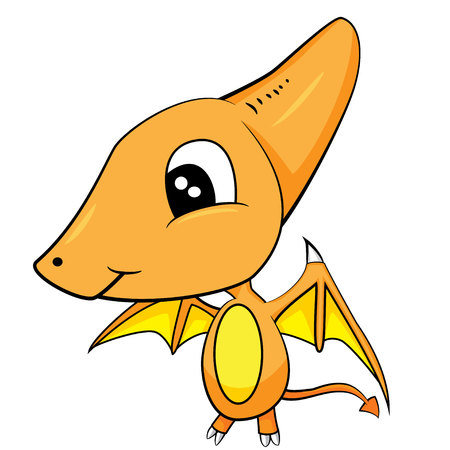 Illustration of Cute Cartoon of Brown Baby Pterodactyl Dinosaur.のイラスト素材